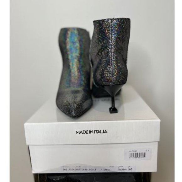Made in Italy Womens Sparkle Pointed Ankle Boots Size 9-9.5US Metallic - Picture 5 of 5